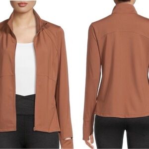 Avia soft sculpt zip up active jacket brown size medium